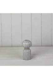 KDMD Grey Subtle Glazed Ceramic Candle Holder with Textured Detail