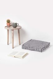 Homescapes Cotton Thin Stripe Floor Cushion in Black - Size: 40 cm x 40 cm - thumbnail 2