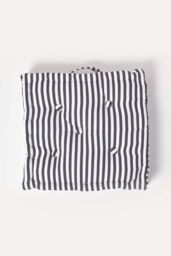 Homescapes Cotton Thin Stripe Floor Cushion in Black - Size: 40 cm x 40 cm - thumbnail 3