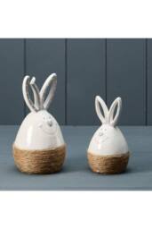 KDMD White Rustic Ceramic Rabbit Egg - thumbnail 2