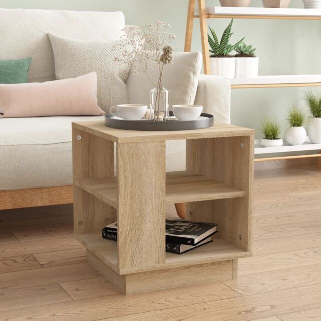 Berkfield Home Coffee Table Sonoma Oak 40x40x43 cm Engineered Wood in Beige - Size: 40 x 40 x 43 cm - image 1