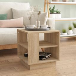 Berkfield Home Coffee Table Sonoma Oak 40x40x43 cm Engineered Wood in Beige - Size: 40 x 40 x 43 cm