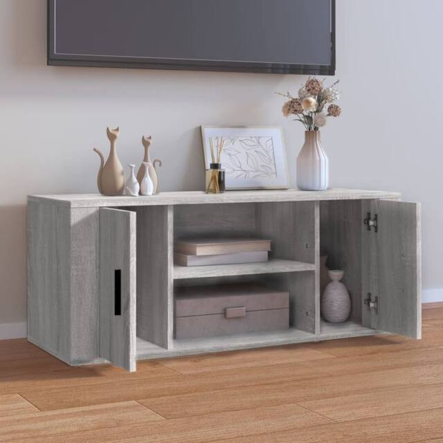Berkfield Home TV Cabinet Grey Sonoma 100x35x40 cm Engineered Wood - Size: 100 x 35 x 40 cm - image 1