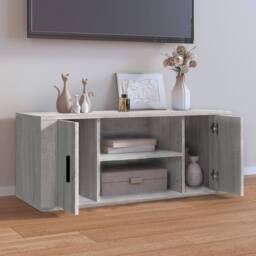 Berkfield Home TV Cabinet Grey Sonoma 100x35x40 cm Engineered Wood - Size: 100 x 35 x 40 cm - thumbnail 1