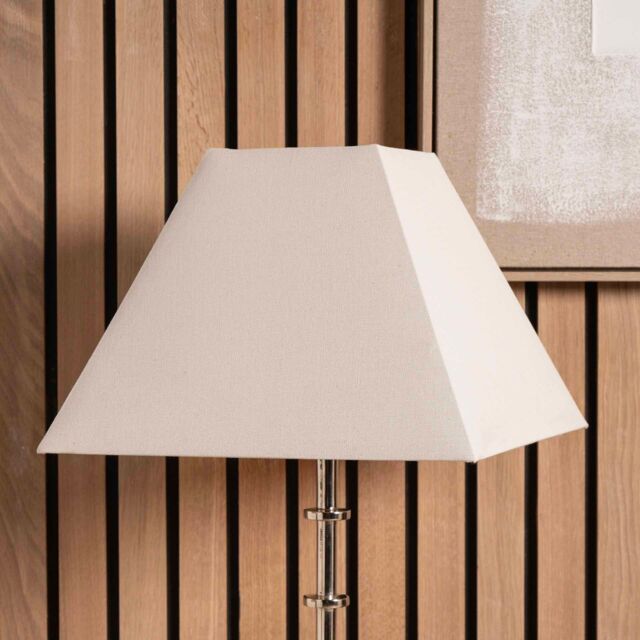 Ruma Pyramid White Cotton Tapered Square Lamp Shade for Table Lamps in Beige - Size: 16 inches - image 1