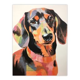 "Artery8 Patchwork Pastel Dachshund Collage Artwork Papercraft Unframed Wall Art Print Poster Home Decor Premium - Size: W12"" x H16""" - thumbnail 1
