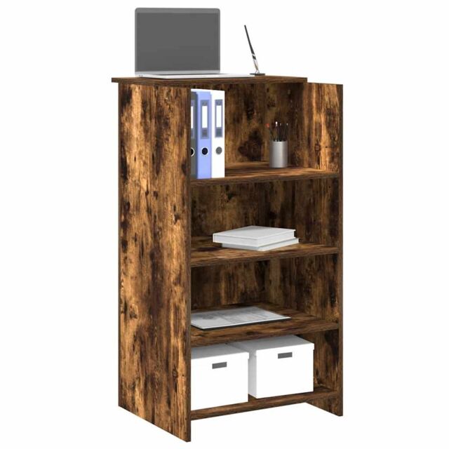 Berkfield Home Reception Desk Smoked Oak 55x50x103.5 cm Engineered Wood in Brown - image 1
