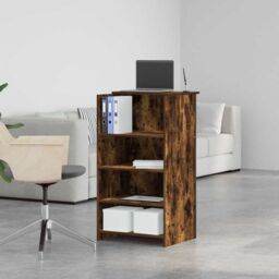 Berkfield Home Reception Desk Smoked Oak 55x50x103.5 cm Engineered Wood in Brown - thumbnail 4
