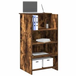 Berkfield Home Reception Desk Smoked Oak 55x50x103.5 cm Engineered Wood in Brown - thumbnail 1