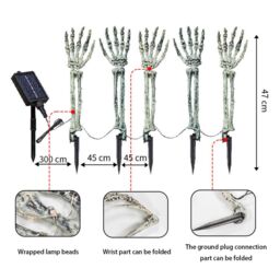 Leaper 1 Pack of 5 Halloween Waterproof Skull Hand Solar Ground Lights - thumbnail 4