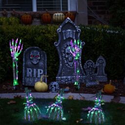 Leaper 1 Pack of 5 Halloween Waterproof Skull Hand Solar Ground Lights - thumbnail 1
