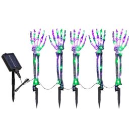 Leaper 1 Pack of 5 Halloween Waterproof Skull Hand Solar Ground Lights - thumbnail 3