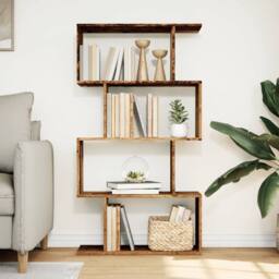 Berkfield Home Room Divider Bookcase 4-Tier Old Wood 70x24x129 cm Engineered Wood in Brown - Size: 70 x 24 x 129 cm - thumbnail 1