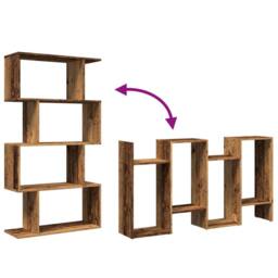 Berkfield Home Room Divider Bookcase 4-Tier Old Wood 70x24x129 cm Engineered Wood in Brown - Size: 70 x 24 x 129 cm - thumbnail 8