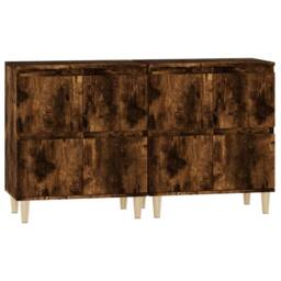 Berkfield Home Sideboards 2 pcs Smoked Oak 60x35x70 cm Engineered Wood in Brown - Size: 60 x 35 x 70 cm - thumbnail 6