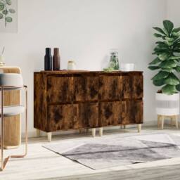 Berkfield Home Sideboards 2 pcs Smoked Oak 60x35x70 cm Engineered Wood in Brown - Size: 60 x 35 x 70 cm - thumbnail 2