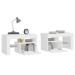 Berkfield Home Elegant Bedside Cabinets 2 pcs with LED Lights White 70x36.5x40 cm - thumbnail 7