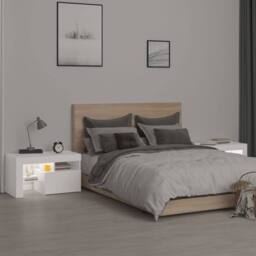 Berkfield Home Elegant Bedside Cabinets 2 pcs with LED Lights White 70x36.5x40 cm - thumbnail 4