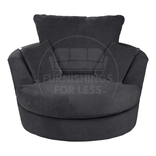 Furnishings For Less UK Casper Chenille Swivel Chair 360 Rotation Foam Single Seater in Black - image 1