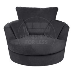 Furnishings For Less UK Casper Chenille Swivel Chair 360 Rotation Foam Single Seater in Black - thumbnail 1