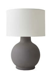 ValueLights Blair Natural Linen Durm Shade Hand Finished Ceramic Stonewear Table Lamp in Grey - thumbnail 6
