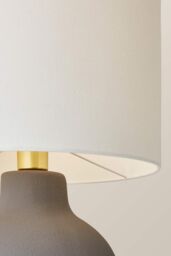ValueLights Blair Natural Linen Durm Shade Hand Finished Ceramic Stonewear Table Lamp in Grey - thumbnail 4