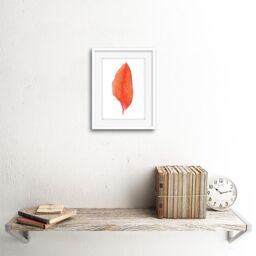 "Artery8 Wall Art Print Botanics Red Orange Fine Stripes Art Black Framed 9x7 inch in White - Size: W7"" x H9""" - thumbnail 2