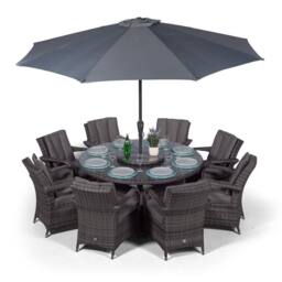 Thats Furniture Arizona Round 8 Seater Rattan Patio Dining Set in Grey