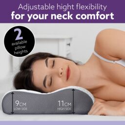 Aamira Luxury Orthopedic Memory Foam Cervical Neck Support Pillow 64x42x12.5cm, Side Sleeper Pillow for Back & Stomach Sleepers - Size: 64x42x12.5 cm - thumbnail 5