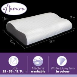 Aamira Luxury Orthopedic Memory Foam Cervical Neck Support Pillow 64x42x12.5cm, Side Sleeper Pillow for Back & Stomach Sleepers - Size: 64x42x12.5 cm - thumbnail 9