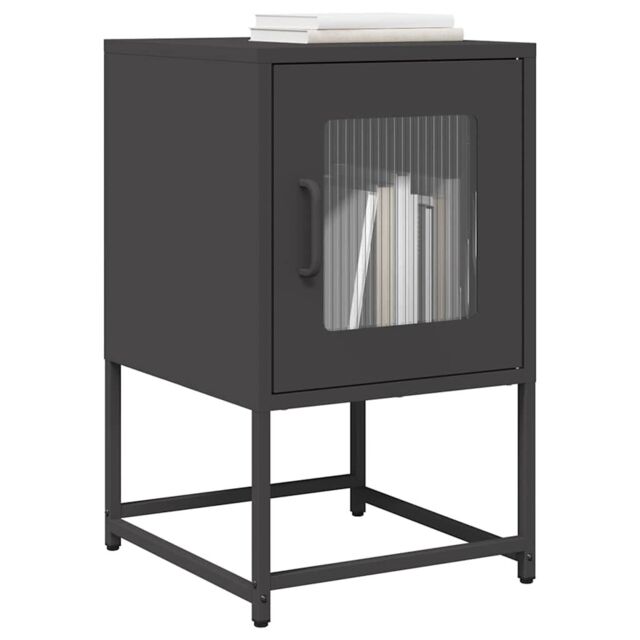 Berkfield Home Bedside Cabinet Black 36x39x60.5 cm Cold-rolled Steel - image 1