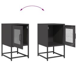 Berkfield Home Bedside Cabinet Black 36x39x60.5 cm Cold-rolled Steel - thumbnail 9