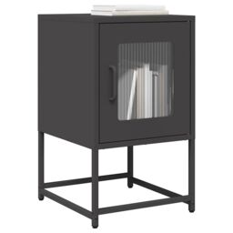 Berkfield Home Bedside Cabinet Black 36x39x60.5 cm Cold-rolled Steel - thumbnail 1