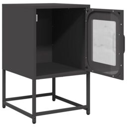 Berkfield Home Bedside Cabinet Black 36x39x60.5 cm Cold-rolled Steel - thumbnail 4