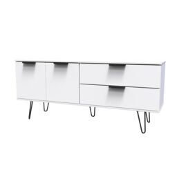 Ready Assembled 2 U Fuji 2 Drawer 2 Door Wide Sideboard (Ready Assembled) in White - thumbnail 3