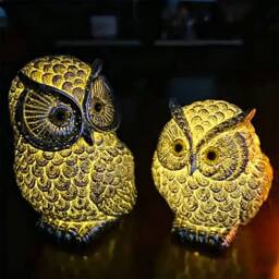 Quipulse Owl Resin Craft Ornament Lamp in Silver - Size: Small - thumbnail 2