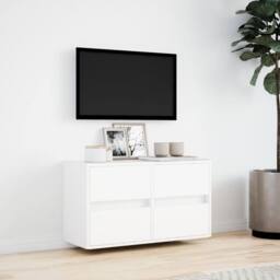 Berkfield Home TV Wall Cabinet with LED Lights White 80x31x45 cm - Size: 80 x 31 x 45 cm - thumbnail 4