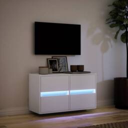 Berkfield Home TV Wall Cabinet with LED Lights White 80x31x45 cm - Size: 80 x 31 x 45 cm - thumbnail 5