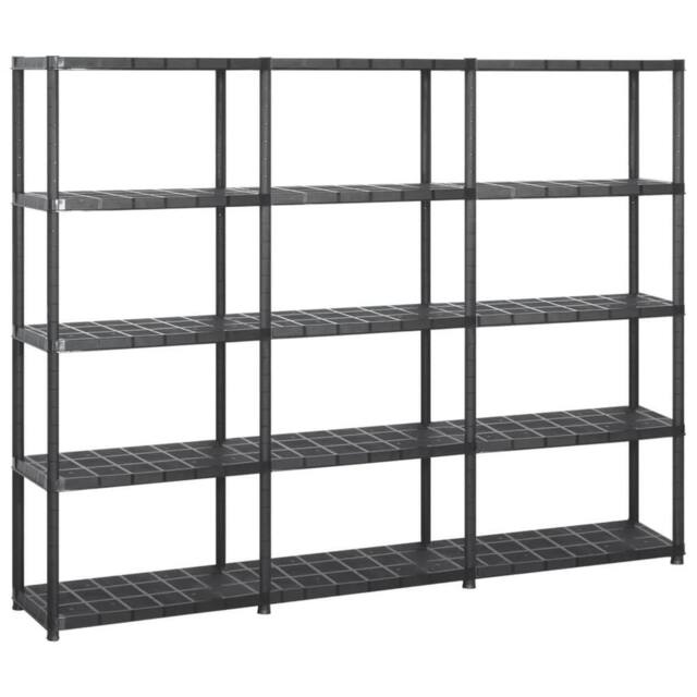 Berkfield Home Storage Shelf 5-Tier Black 213x38x170 cm Plastic - Size: 213 x 38 x 170 cm - image 1