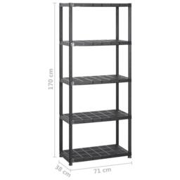 Berkfield Home Storage Shelf 5-Tier Black 213x38x170 cm Plastic - Size: 213 x 38 x 170 cm - thumbnail 5