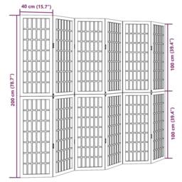Berkfield Home Room Divider 6 Panels Black Solid Wood Paulownia - thumbnail 8