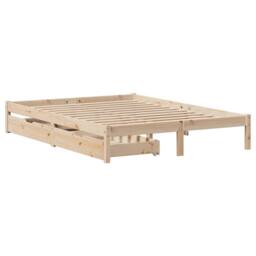 Berkfield Home Bed Frame without Mattress 135x190 cm Double Solid Wood Pine in Brown - thumbnail 3