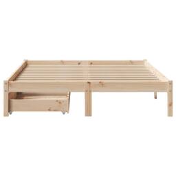 Berkfield Home Bed Frame without Mattress 135x190 cm Double Solid Wood Pine in Brown - thumbnail 4