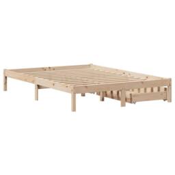 Berkfield Home Bed Frame without Mattress 135x190 cm Double Solid Wood Pine in Brown - thumbnail 6