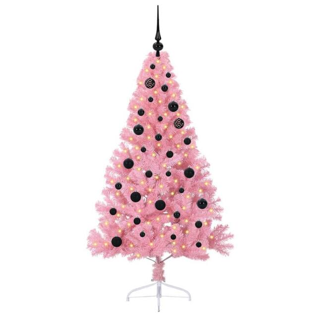 Berkfield Home Beautiful Artificial Pre-lit Christmas Tree with 150 LEDs Pink 15 - image 1