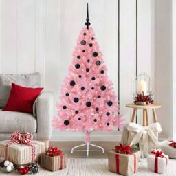 Berkfield Home Beautiful Artificial Pre-lit Christmas Tree with 150 LEDs Pink 15 - thumbnail 2