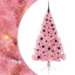 Berkfield Home Beautiful Artificial Pre-lit Christmas Tree with 150 LEDs Pink 15 - thumbnail 3