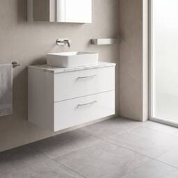 Balterley Level 800mm Wall Hung 2 Drawer Unit & Laminate Worktop - Gloss White - thumbnail 4