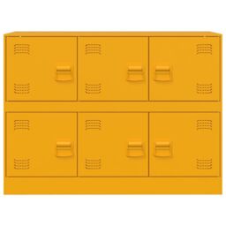 Berkfield Home Sideboard Mustard Yellow 99x39x73 cm Steel - Size: 99 x 39 x 73 cm - thumbnail 6