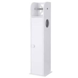 SPETLEK White Wood Free Standing Toilet Paper Roll Holder Bathroom - thumbnail 5